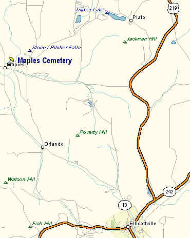 Location of the Maples Cemetery
