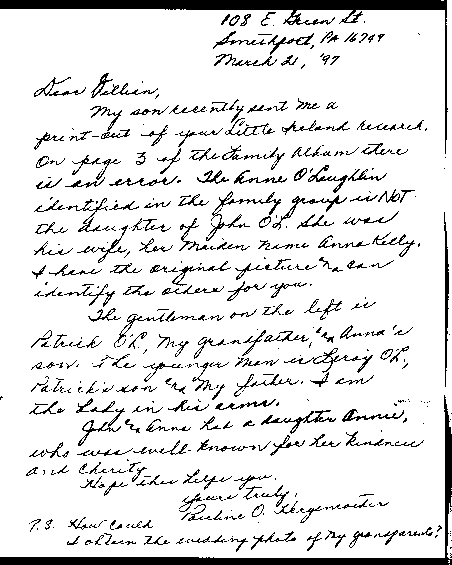 letter from descendent of the O'Laughlins